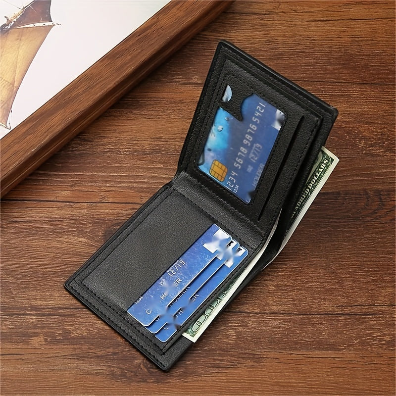 Men's Wallet Short Money Clip Soft PU Leather Wallet