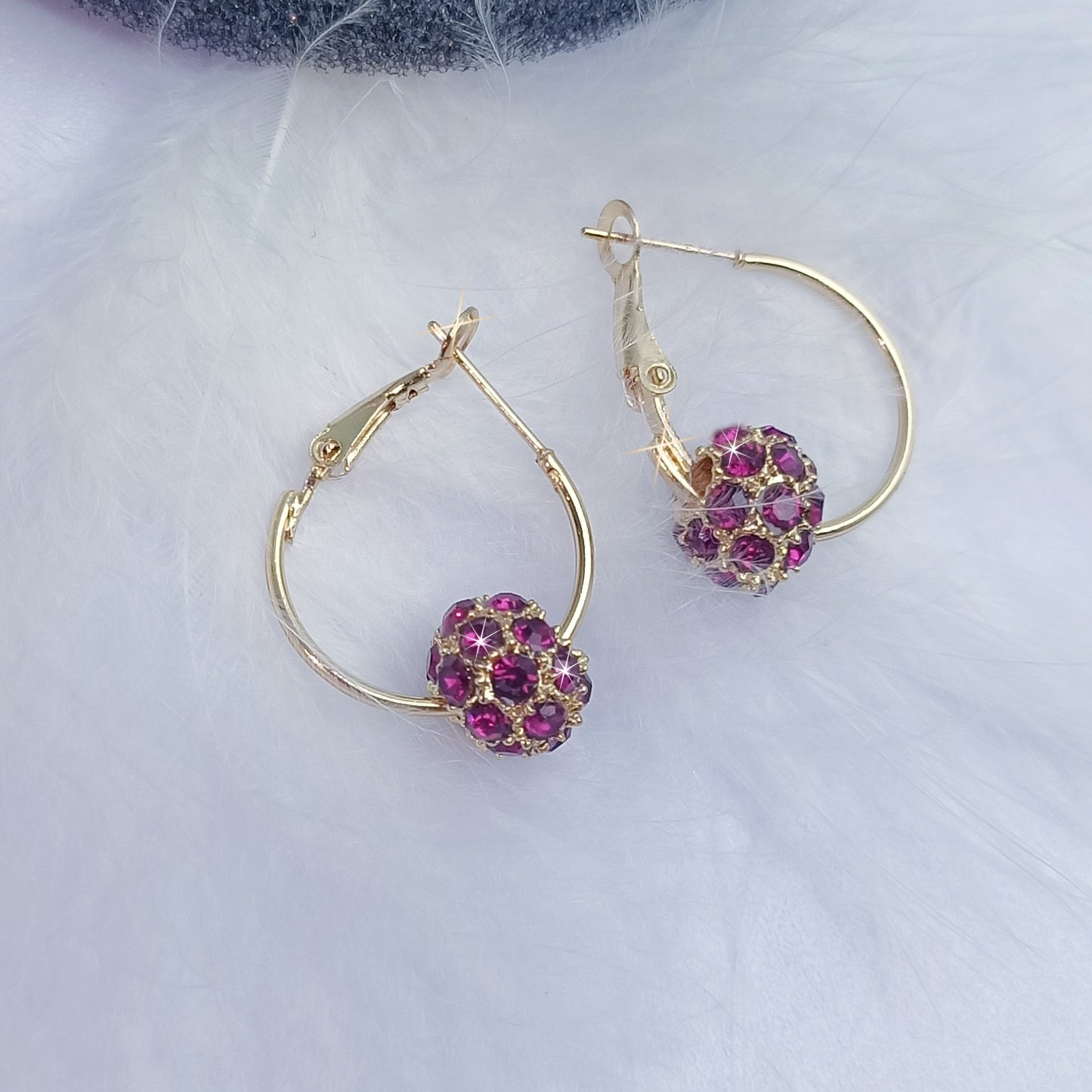 1pair Fashion Exquisite Colorful Cubic Zirconia Decor Spherical Dangle Earring