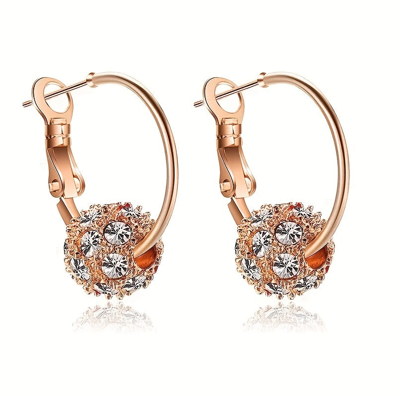 1pair Fashion Exquisite Colorful Cubic Zirconia Decor Spherical Dangle Earring
