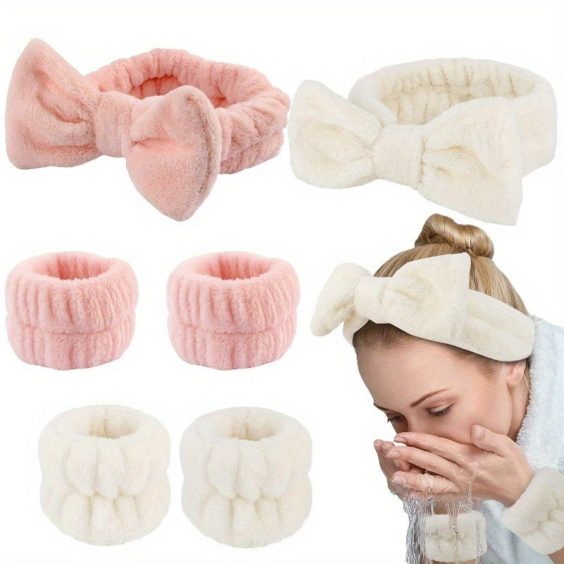 Headband And Wristband Set, Soft Skincare Headband For Women