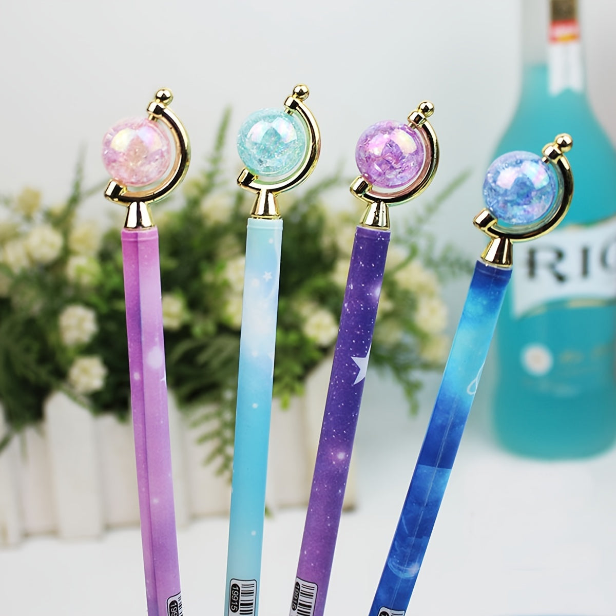 4pcs of Dreamy Starry Glass Planet Gel Pens - Make Writing Magical!