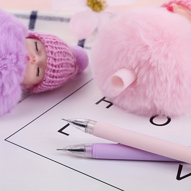 1pc Cute Doll 0.5mm Medium Stroke Pen Cute Fluffy Pen Pastel Girls