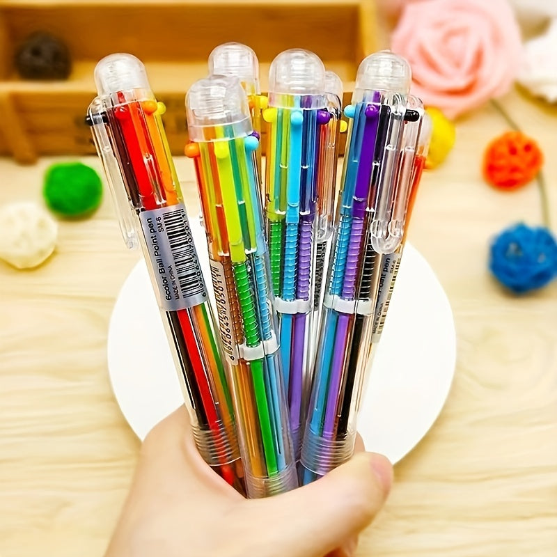 6-color Ballpoint Pen Color Push Neutral Pen Graffiti Marker Pen Bullet Head 0.5m