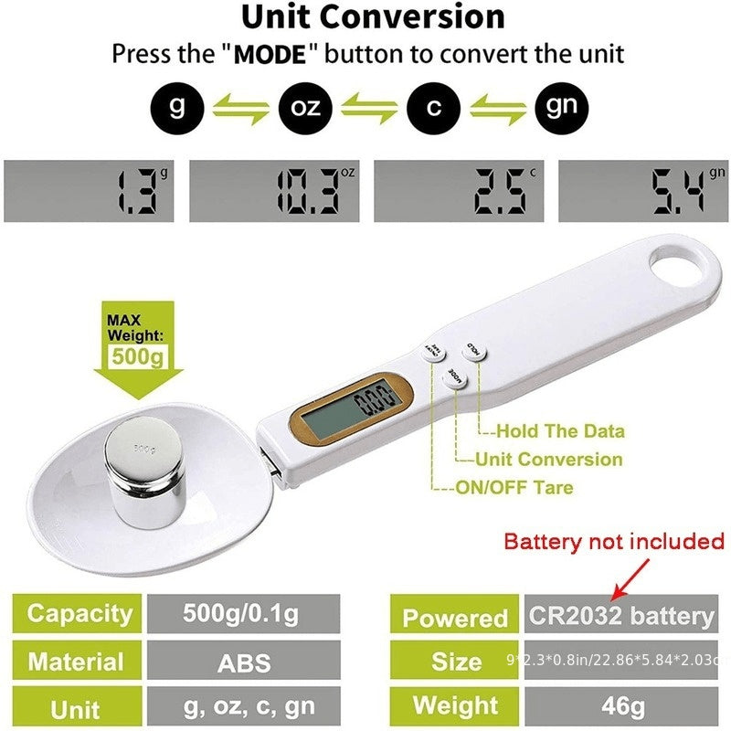 Electronic Kitchen Scale 500g 0.1g LCD Display Digital Weight Measuring Spoon Digital Spoon Scale Kitchen Tool