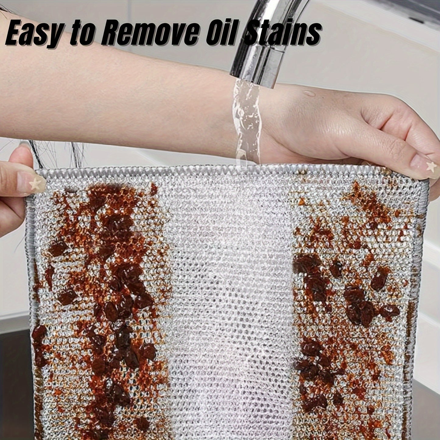 4 Pcs Metal Wire Cloth, Daily Use Cleaning Cloth, Mesh, Non Stick Oil Cloth