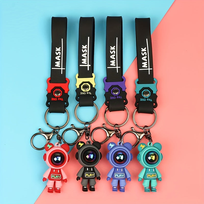 1pc Cartoon Lightning Bear Key Ring, Cute Astronaut Bear Doll Key Ring