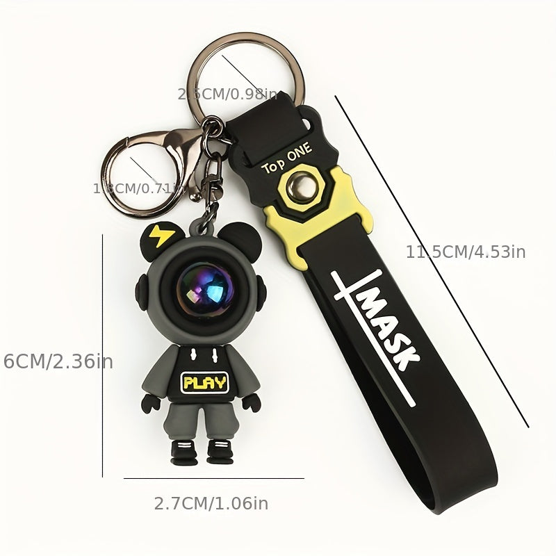 1pc Cartoon Lightning Bear Key Ring, Cute Astronaut Bear Doll Key Ring