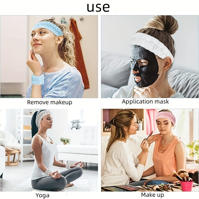 Headband Wrist Washband Scrunchies Cuffs For Washing Face, Towel Wristbands