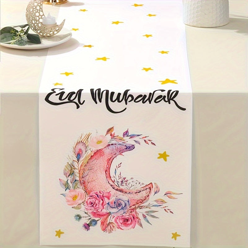 Eid Mubarak Decoration Polyester Table Runner Tablecloth Islamic Muslim Party Decor
