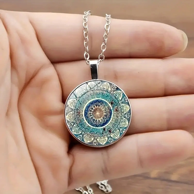4pcs/set Mandala Flower Gemstone Necklace Bracelet Earrings Jewelry Set