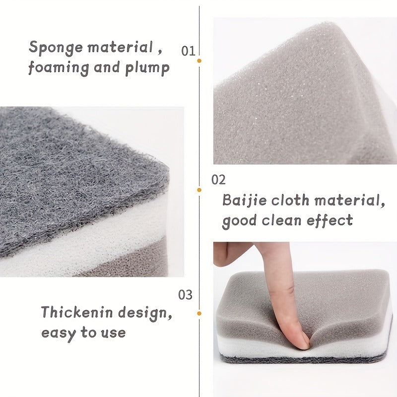 5pcs Double-sided Cleaning Sponges Household Scouring Pad Kit Cleaning Sponge