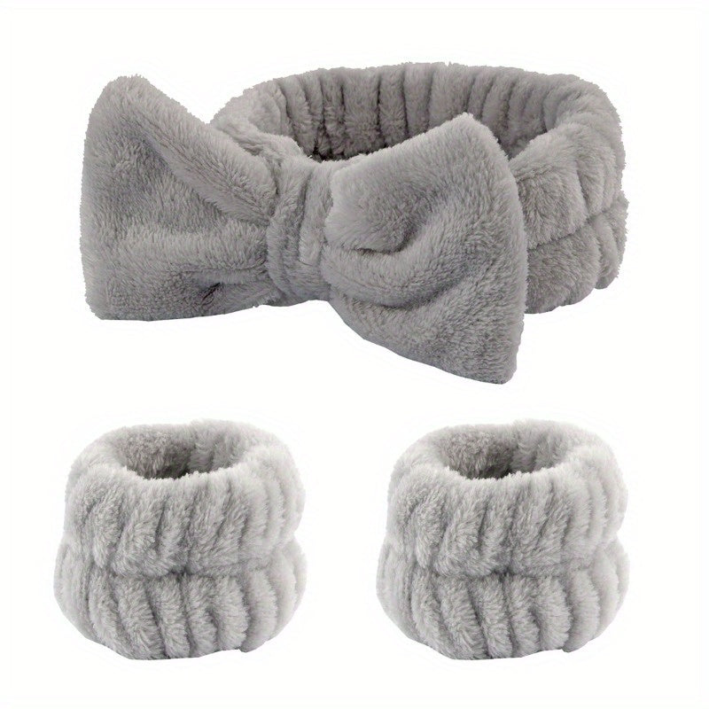 Headband And Wristband Set, Soft Skincare Headband For Women