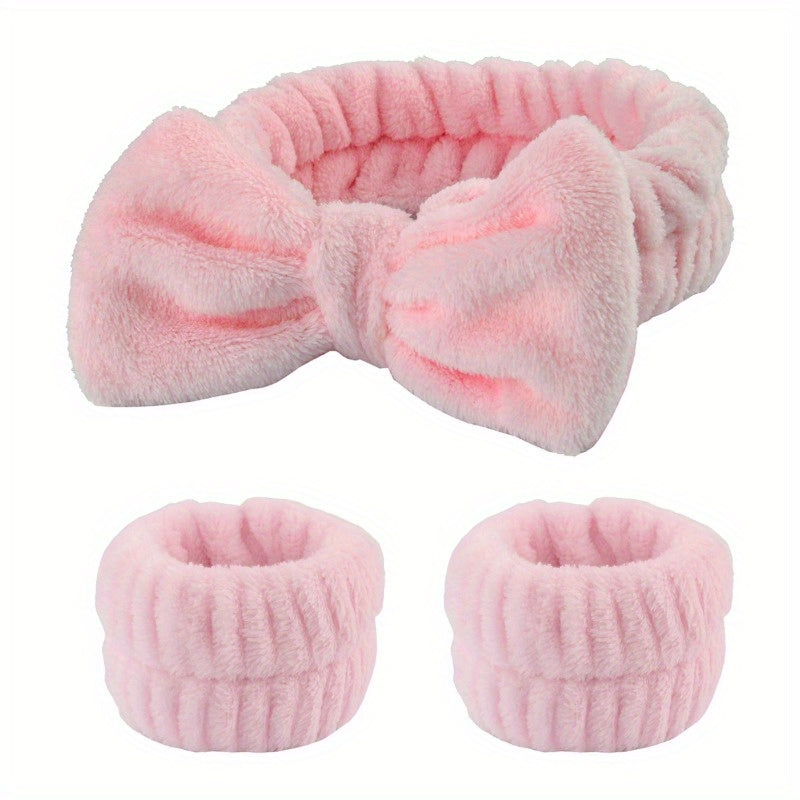 Headband And Wristband Set, Soft Skincare Headband For Women