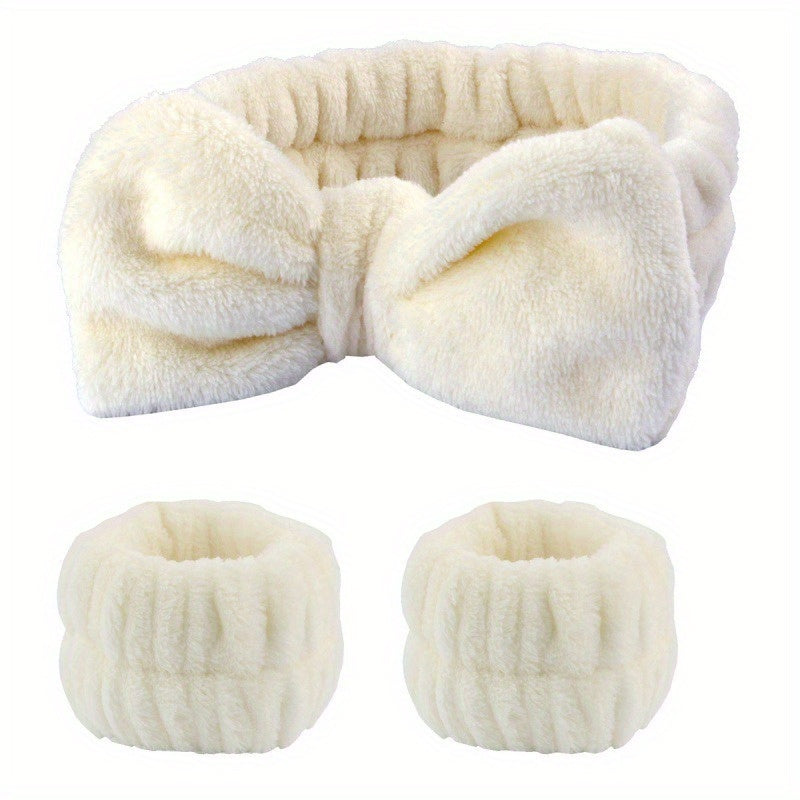 Headband And Wristband Set, Soft Skincare Headband For Women