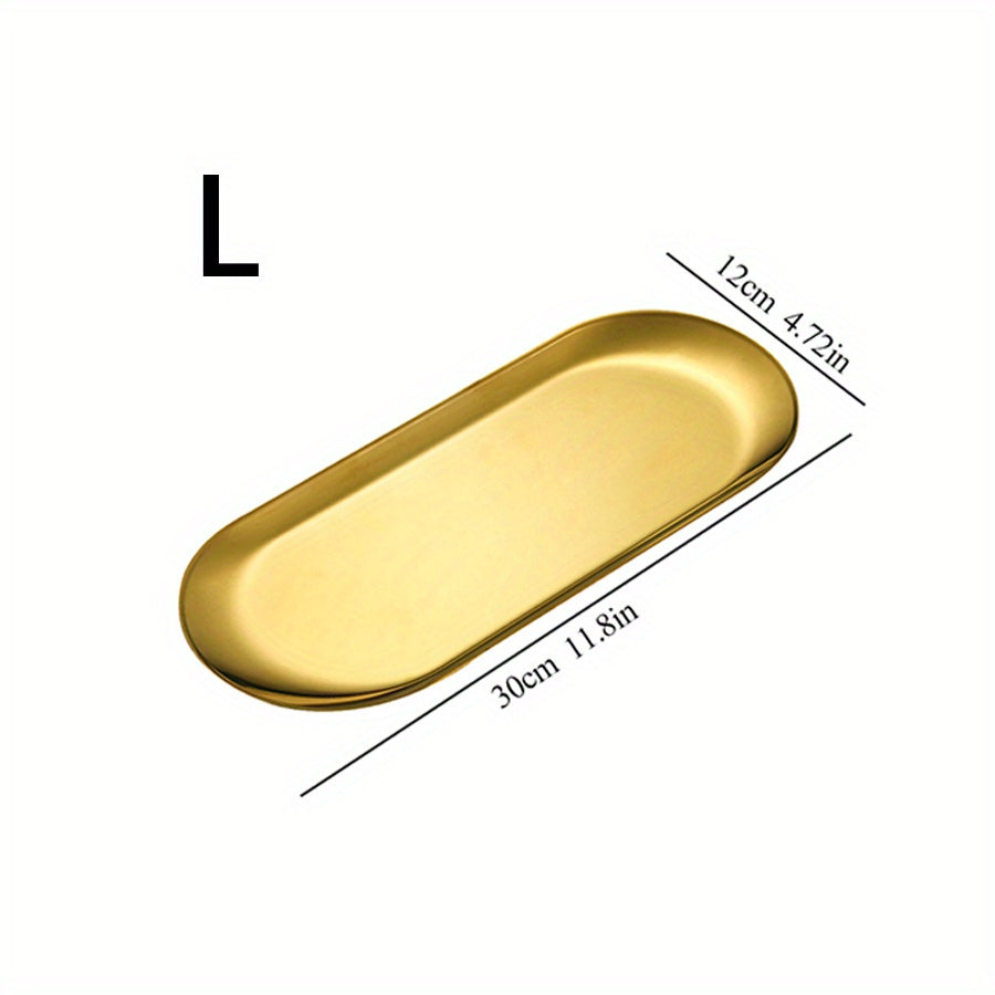 Vanity Tray, Oval Stainless Steel Storage Tray, Sink Sponge Soap Dispenser Storage Rack