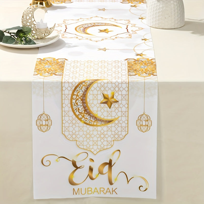 Eid Mubarak Decoration Polyester Table Runner Tablecloth Islamic Muslim Party Decor