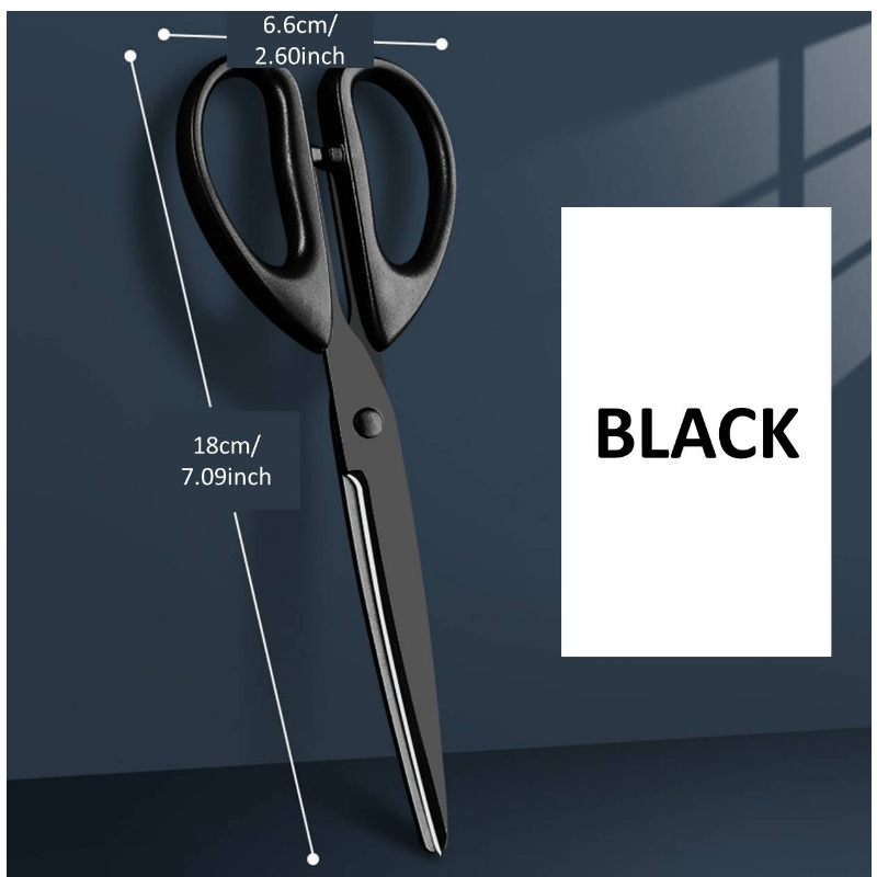 Black Blade Office Scissors Household Portable Scissors Non Adhesive Students' Hand