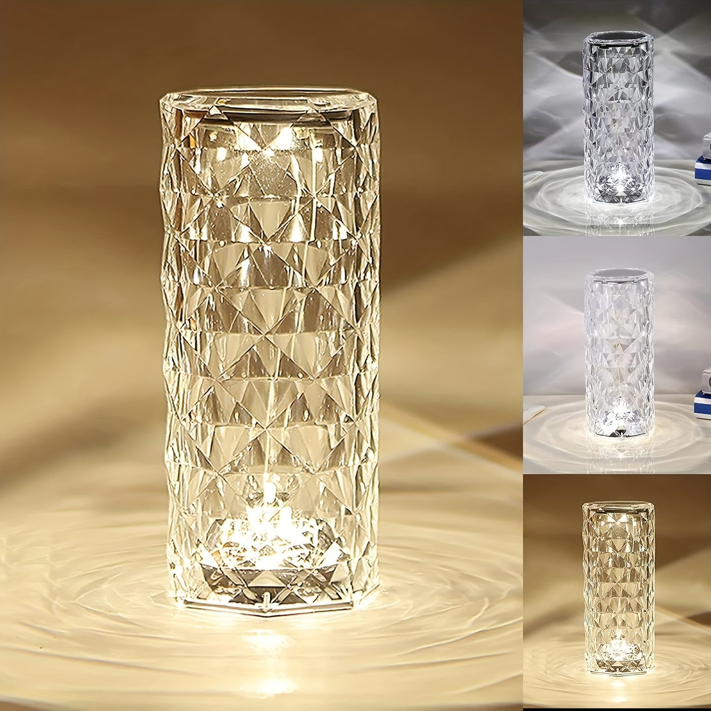 Crystal Diamond Table Lamp With Color-changing Touch Control