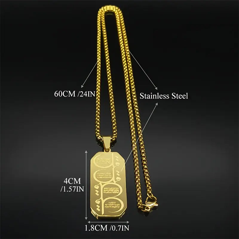 Fashion Stainless Steel Islamic Quran Arabic Calligraphy Pendant Necklace
