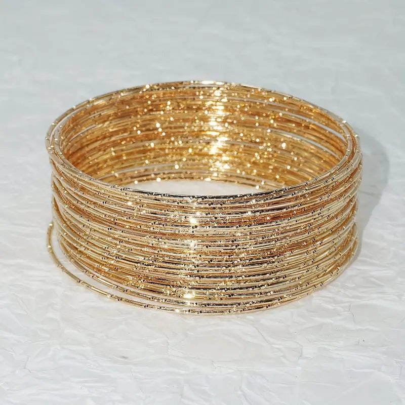 30pcs/Set Color 14K Plated Iron Circle Bangle Bracelet For Women Party Favors