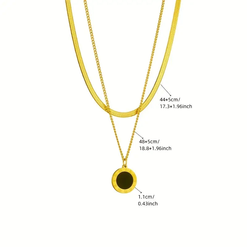 1 Set Vintage Simple Roman Numeral Pendant Necklace
