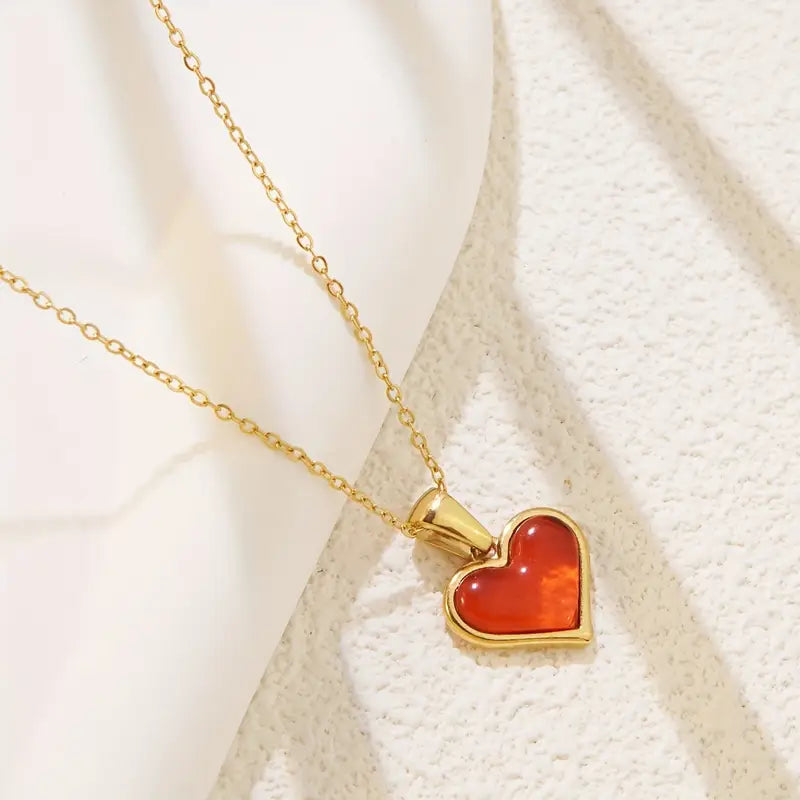 Simple Heart Pendant Necklace, Alloy Multicolor Love Charm for Men and Women