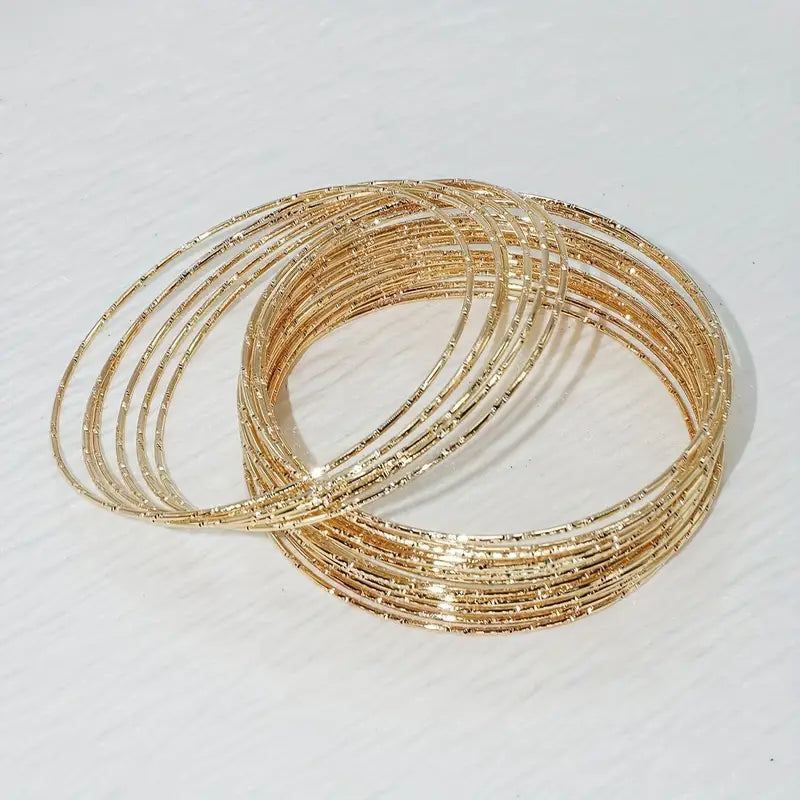 30pcs/Set Color 14K Plated Iron Circle Bangle Bracelet For Women Party Favors