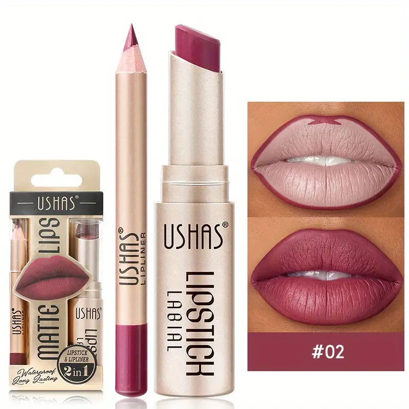 Gold Box Matte Lipstick + Lip Liner Lasting Waterproof