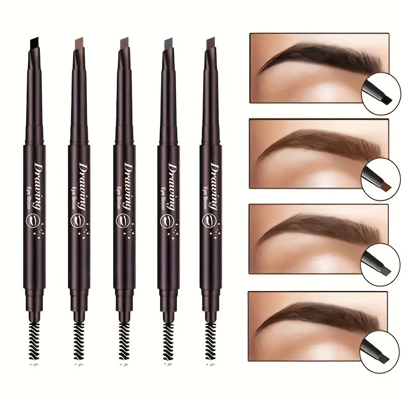 4-color Double-headed Eyebrow Pencil Waterproof Long Lasting