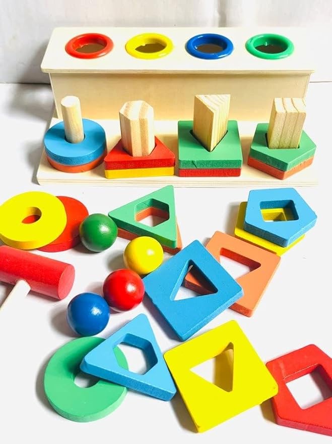 Wooden Toys Wooden Hammer with Geometric Shape