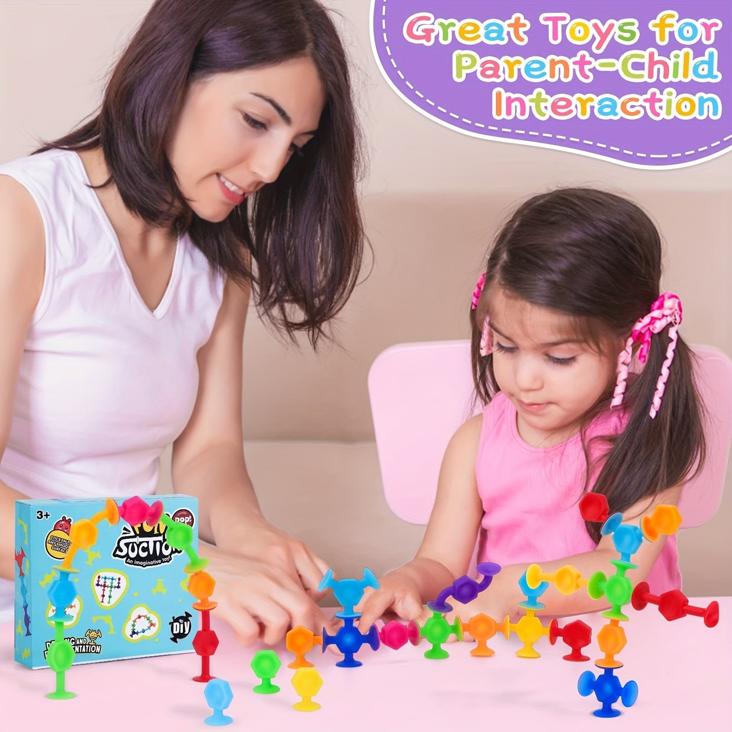 19 Pcs Suction Toys Bath Toy Set, Slicone Sucker Toys For Kids