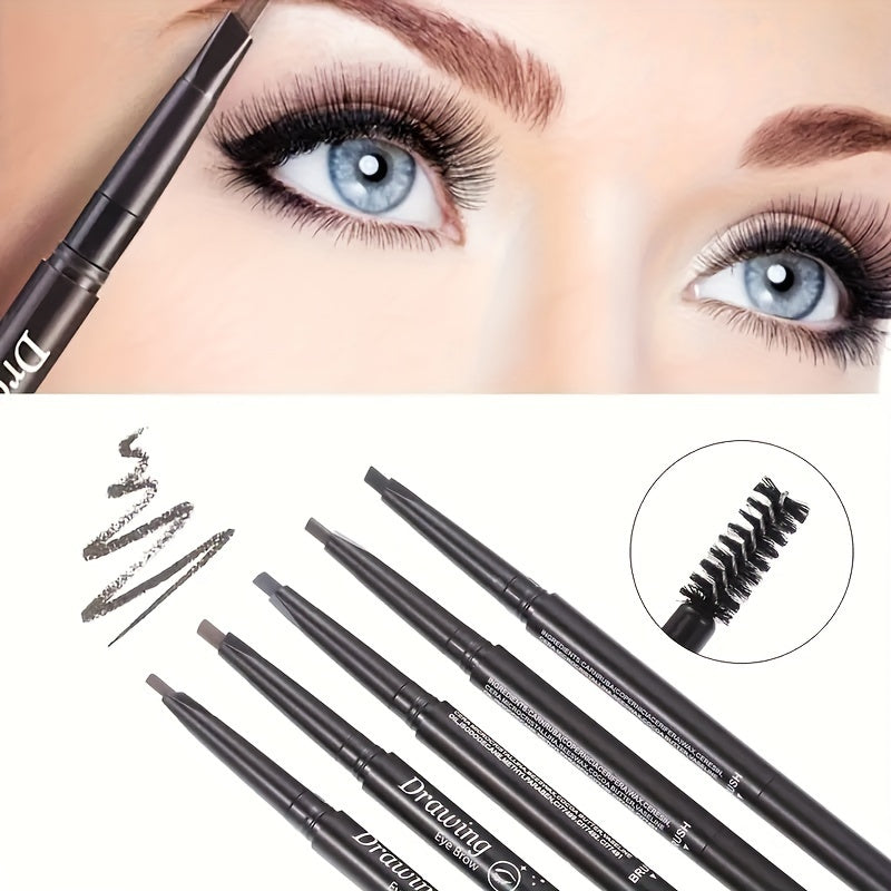 4-color Double-headed Eyebrow Pencil Waterproof Long Lasting