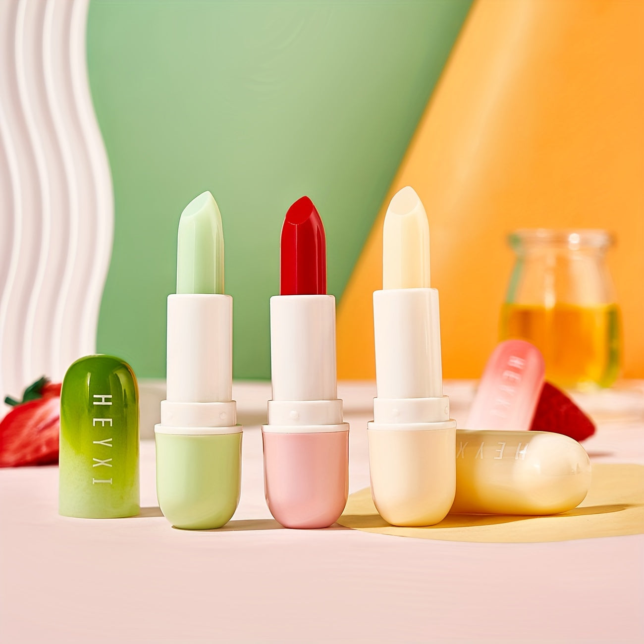 3pcs Lip Balm Gift Box Strawberry/Aloe Vera/Honey Color Changing Lip Balm