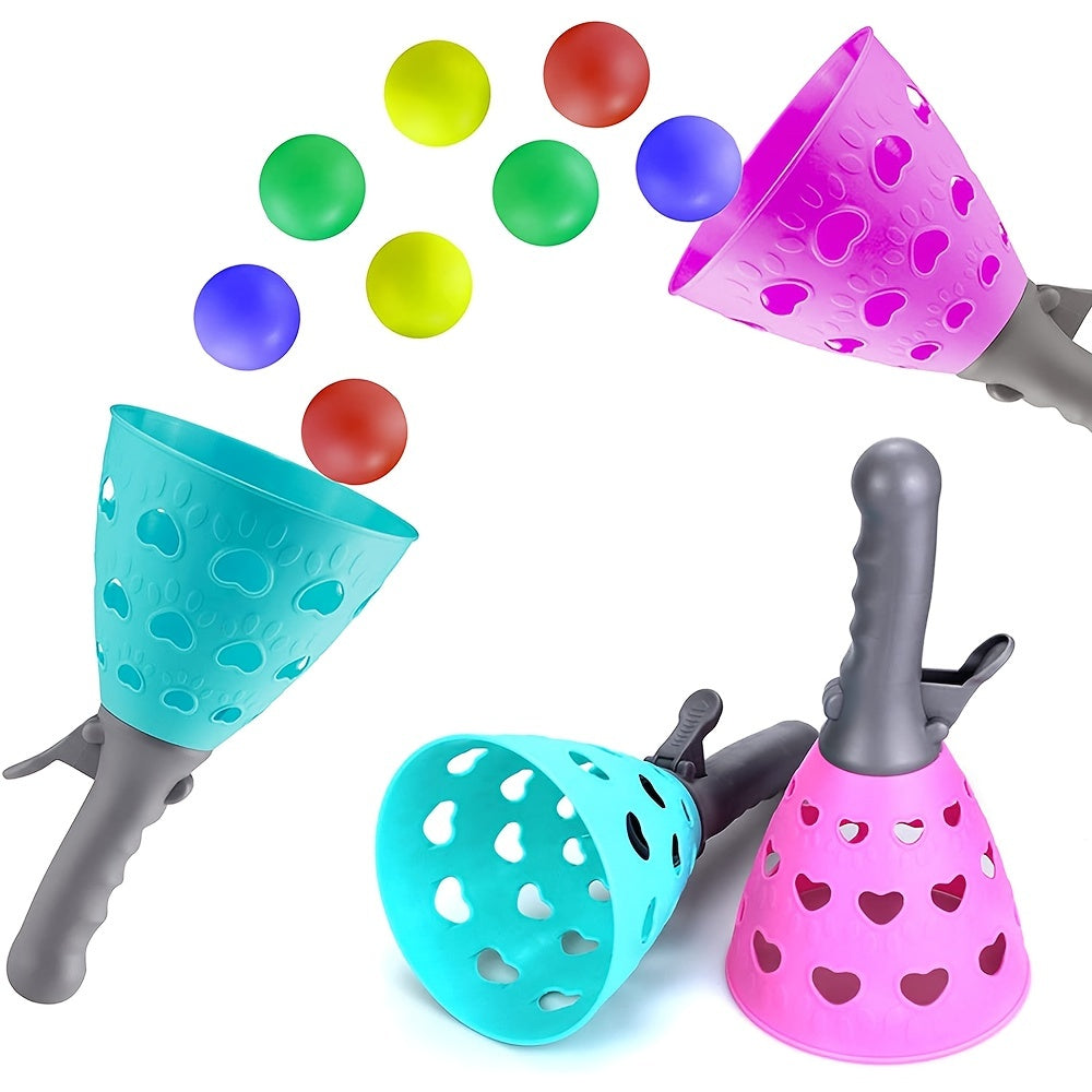 Outdoor Indoor Game Activities For Kids And Families, Pop-pass-catch Games, With 2 Catch Launcher Baskets And 6 Balls, Yard Games