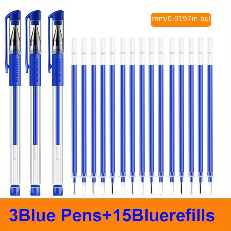3 Pens + 15 Refills Gel Pen Set
