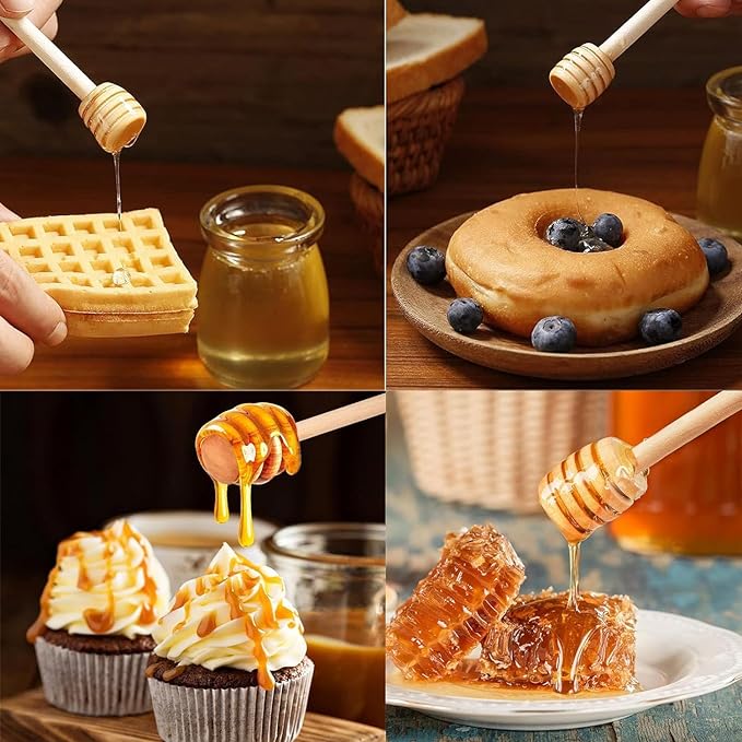 2 PCS Wooden Honey Dipper Dinnerware Stick Honey Spoon