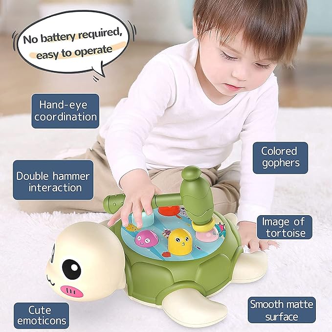 Tortoise Whack a Mole Activity Game Early Development Montessori Toy Arm Strength