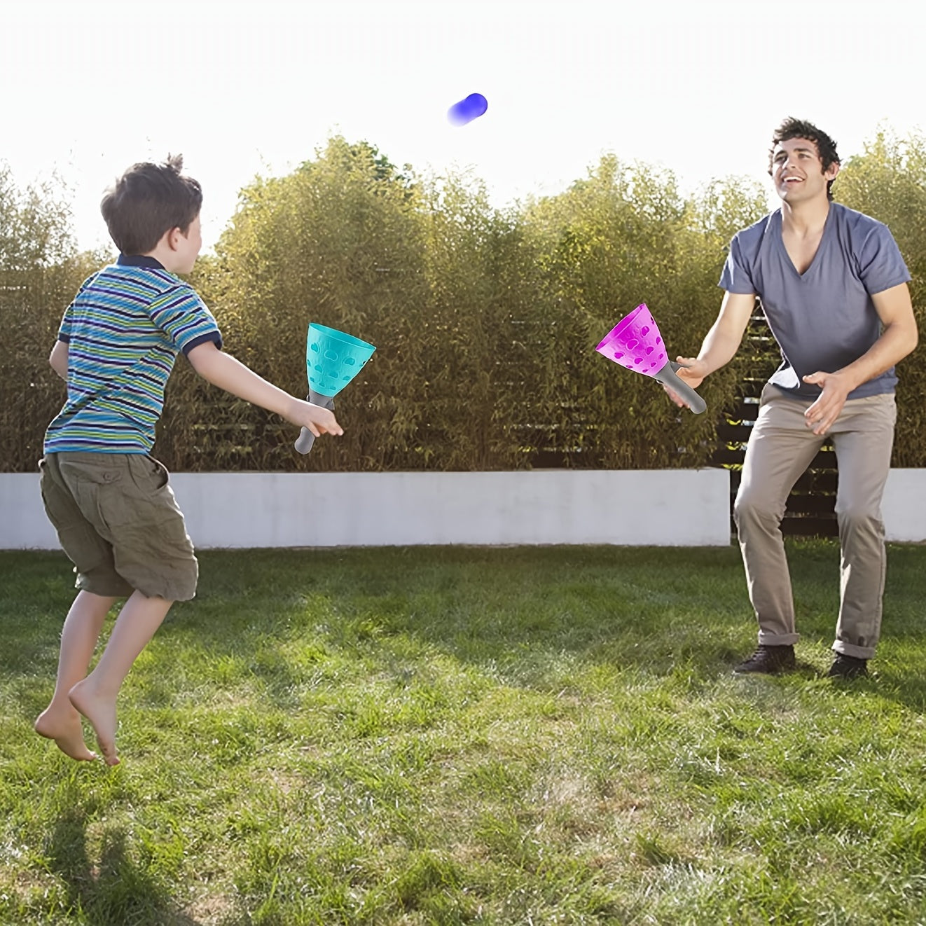Outdoor Indoor Game Activities For Kids And Families, Pop-pass-catch Games, With 2 Catch Launcher Baskets And 6 Balls, Yard Games
