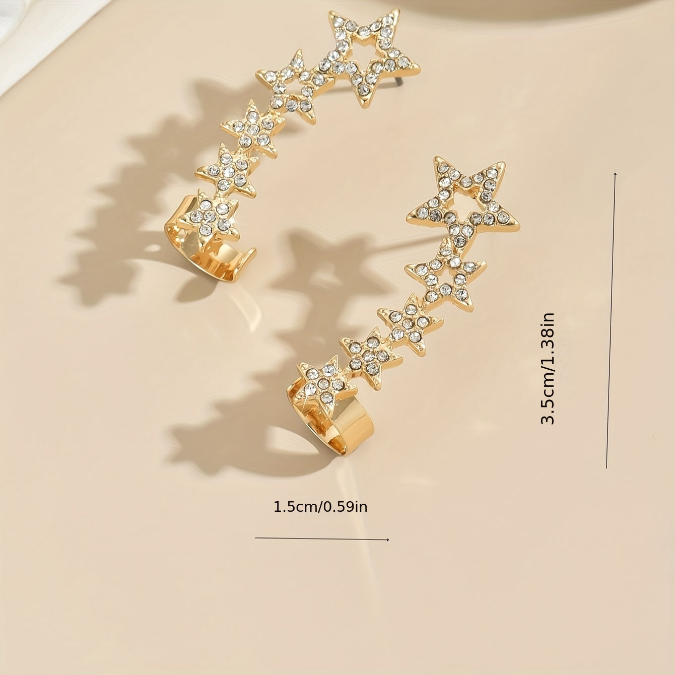 Exquisite Sparkly Artificial Diamond Decor Stars Design Stud Earrings