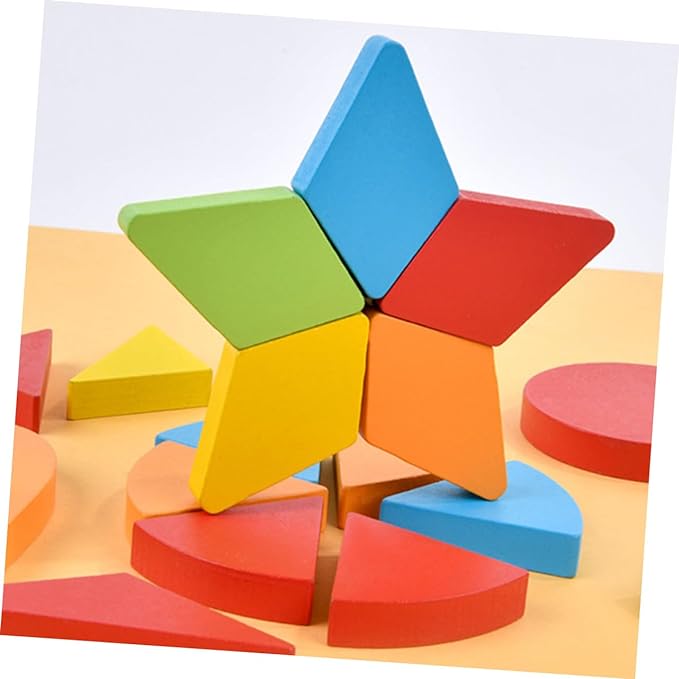 1 Set Geometric Shape Matching wooden puzzles puzzles shape learning puzzle wooden geometric shapes