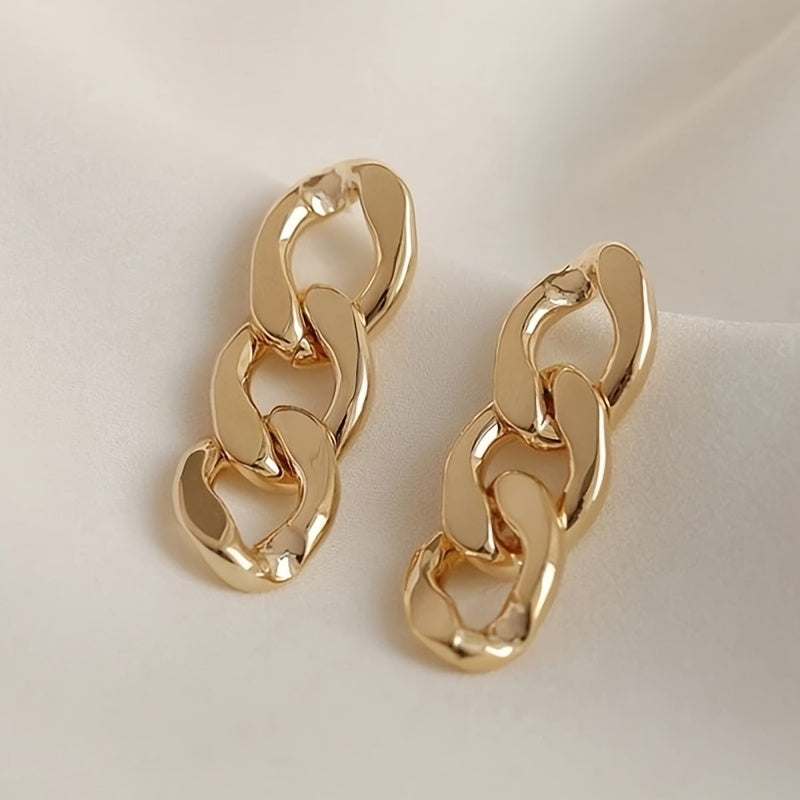Chunky Chain Drop Earrings 18K Plated Alloy Dangle Earrings For Women & Girls