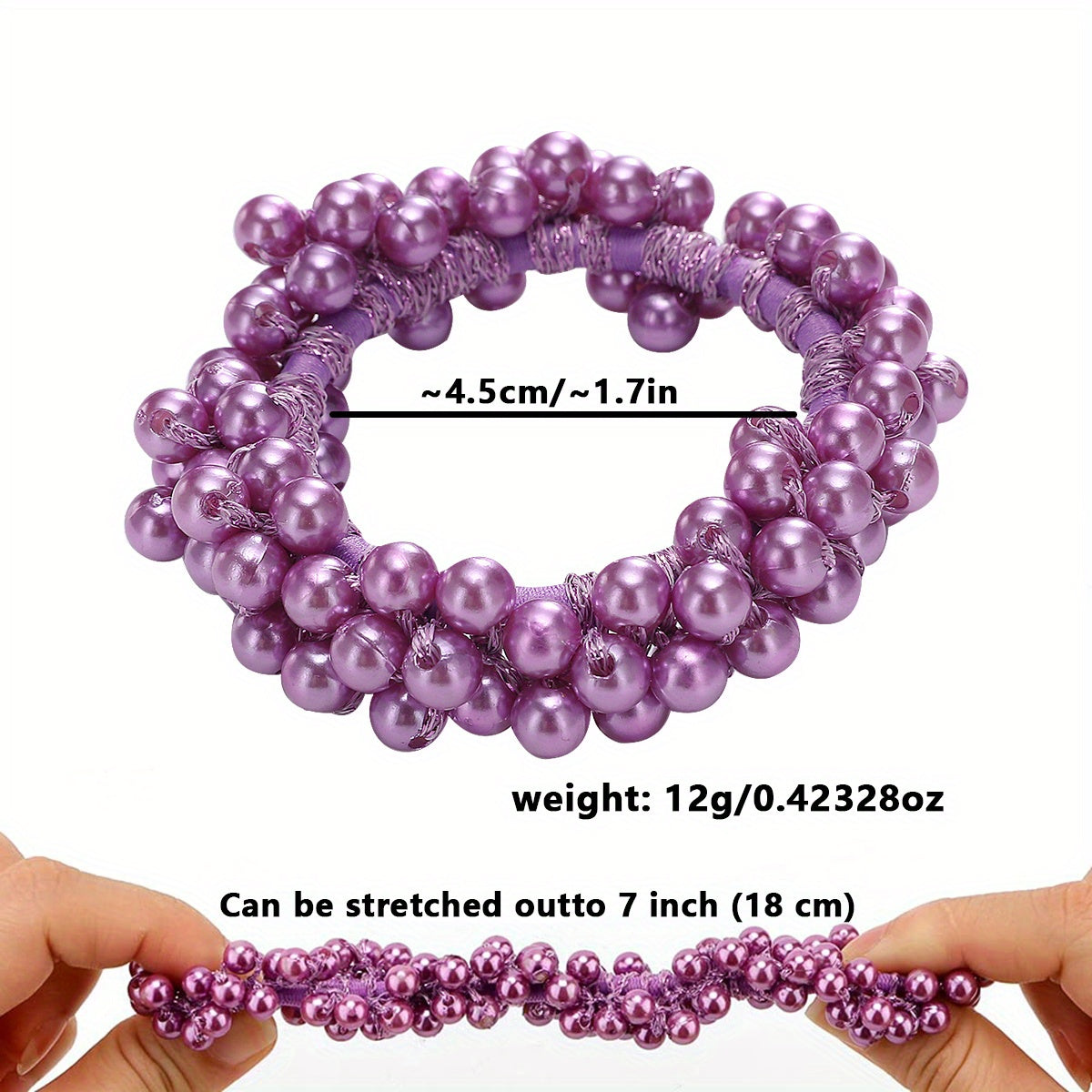 10 Pcs Faux Pearl Decor Hair Ties Elastic Scrunchies Stretchy Bands Bead Ropes Hair Accessories For Women