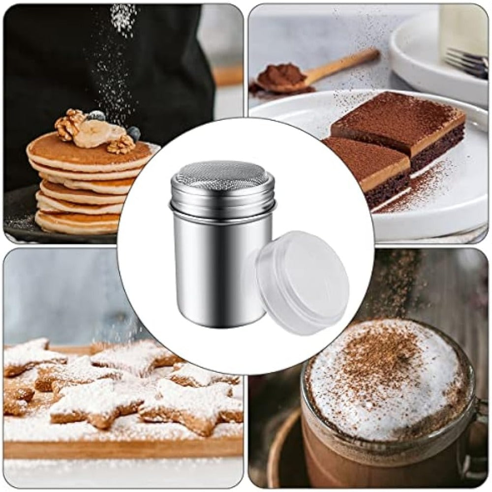 1pc, Stainless Steel Powder Sugar Shaker Duster With Lid