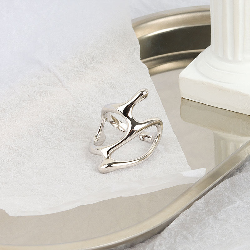 1pc Chic Ring Irregular Geometric Design Golden Or Silvery Make Your Call Suitable For Men And Women Match Daily Outfits