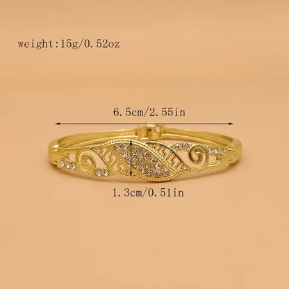 1pc Vintage-Inspired Golden Rhinestone Bangle - Zinc Alloy Hollow Design For Women