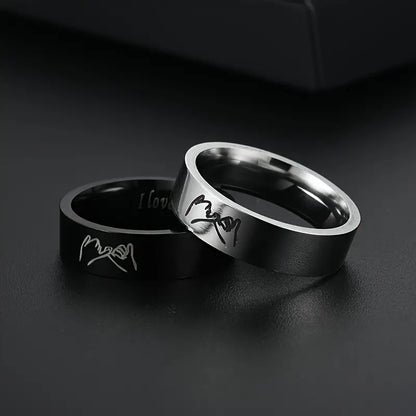 1pair Fashion Matching Rings For Couples, I Love You Promise Rings Hand In Hand Promise Ring, Couples Rings Set