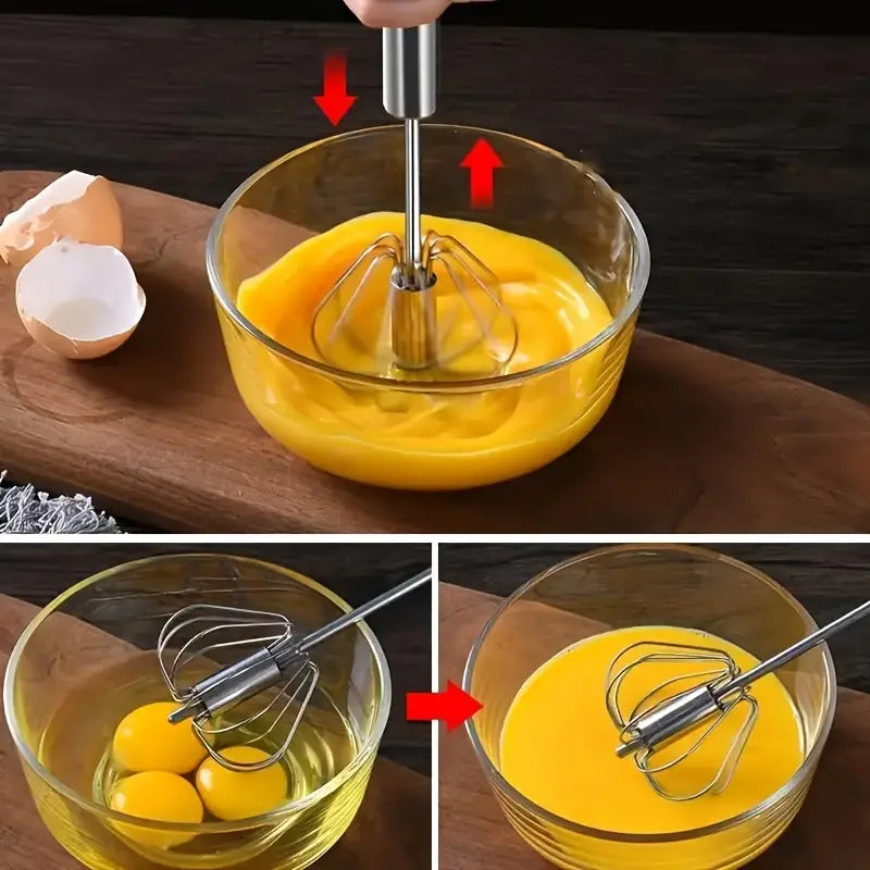 1pc Stainless Steel Semi-automatic Egg Beater- (13 Inc- 33cm)
