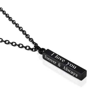 Men's Lover Lettering Necklace Stainless Steel Bar