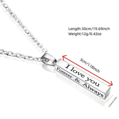 Men's Lover Lettering Necklace Stainless Steel Bar