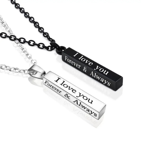 Men's Lover Lettering Necklace Stainless Steel Bar